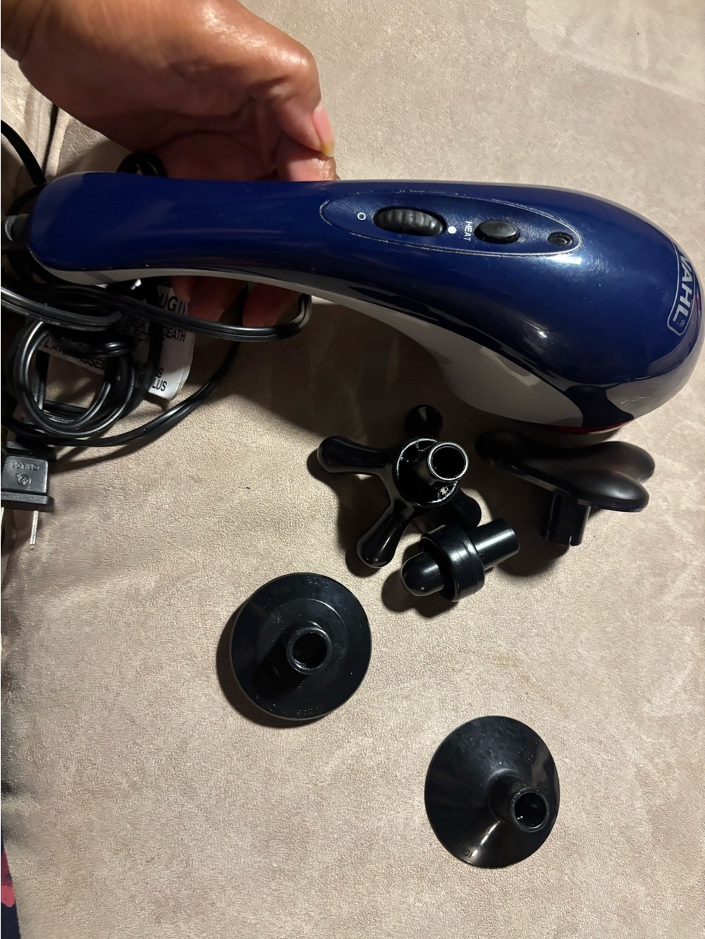 Wahl Heat Therapy Handheld Massager Heated Corded w/ Attachments Tested Works